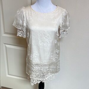 RED Valentino Cream Floral Lace Blouse